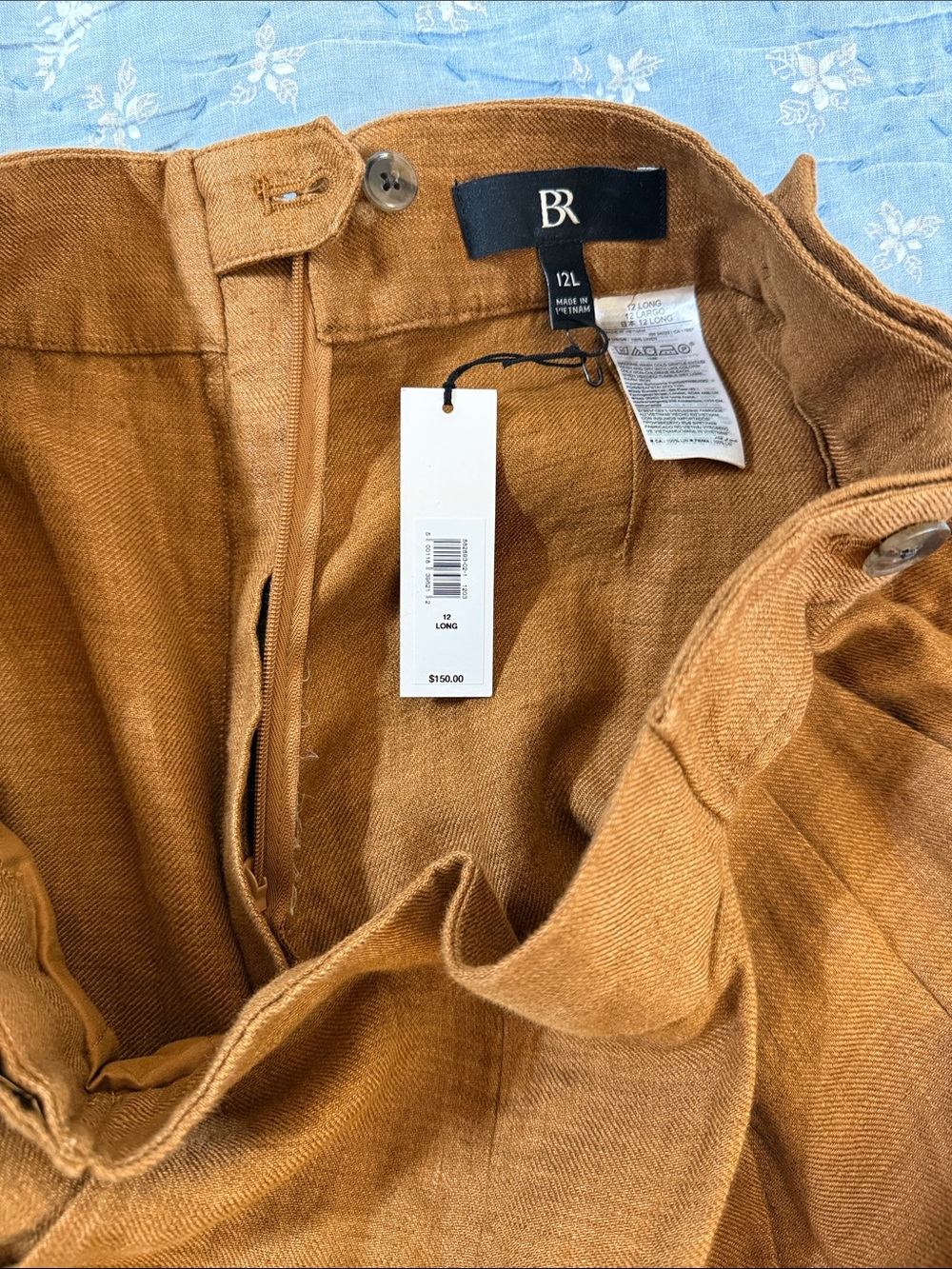 New With Tags Banana Republic Brown 100% Linen High Rise Wide Leg Pants 12 Long - Picture 5 of 8